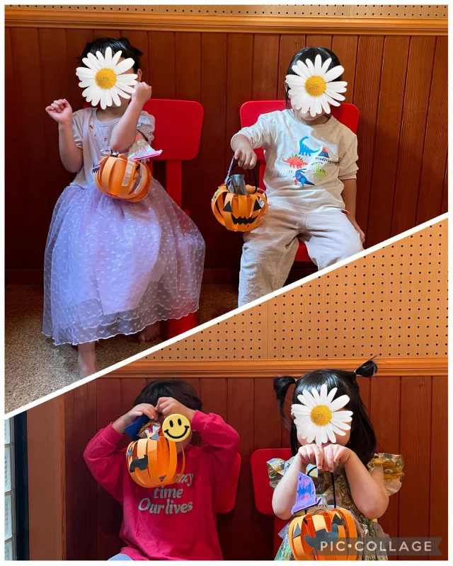 リトミックレッスン👧🏻👦🏻

*ボディパーカッション
「どんぐりころころ」の歌に合わせて前回の続きです。
3歳コースは、4分音符や8分音符のリズムを叩きました。
年中さんコースは、4分、8分、16分音符のリズムを叩きました。

*リトミック（年中さんコース）
「幸せなら手を叩こう」を再チャレンジ！
前回よりも音楽を聴きながら動く事に慣れてきました。

*リトミック（年小さんコース）
「足踏みたんたんたん」
今回は前回休んでいた生徒さん達だったので、同じことをしました。
動けるようになった生徒さん達に感動🥹

*製作
「ハロウィンバック」
もう直ぐハロウィンなのでハロウィンバックを作り、最後にお菓子を入れて帰りました。
みんな大喜びで、レッスン中ずっと持ったままの生徒さんもいました☺️

この時期の「繰り返し行う」ことの大切さを実感した日でした。