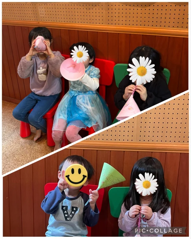 リトミックレッスン👧🏻👦🏻

*ボディパーカッション
「どんぐりころころ」の歌に合わせて前回の続きです。
年少さんコースは、4分音符や8分音符のリズムを叩きました。
年中さんコースは、4分、8分、16分音符のリズムを叩きました。
繰り返すことでどんどん上手になってきました👏

*リトミック「きらきら星」
・年少さんコース
フレーズを意識して動くこと、4/4拍子を意識して歩くこと
・年中、年長さんコース
スカーフを持って左右に揺れる動き、またその際に足を交互に上げながらバランスを取ること
2人ずつお互いの動きを発表したりもしました。

またそれぞれのコースで行ったことは、ピアノに合わせてペンを動かし、思い思いの星空を表現した事です。それぞれの個性が出て、この活動も楽しかったです♪

*製作「ラッパ」
ストローをラッパのように鳴らす楽器です🎺
口の使い方、息の使い方(特にストローは吸うものだと思っているお子さんが多いので)等を遊びの中から学びました。「出来ない！出来ない！出来なーーーーい！」と叫んでいた子もいつの間にか「ブッ！」と鳴るので大笑い😆

今日も笑いいっぱいのレッスンでした。